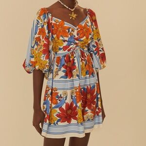 FARM Rio Floral Puff Sleeve Dress Size M